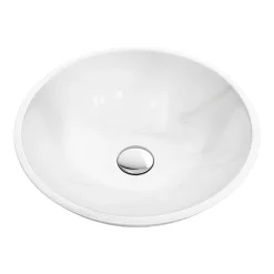 Victorian Plumbing Moon White 420mm Round Marble Basin 0TH