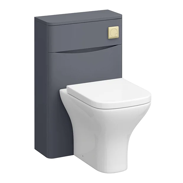 Monza Bathroom Monza Matt Grey 500mm Wide WC Unit With Cistern, Brushed Brass Flush + Modern Pan 4 Monza Bathroom Monza Matt Grey 500mm Wide WC Unit With Cistern, Brushed Brass Flush + Modern Pan - Image 2