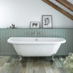 Victorian Plumbing Newbury Traditional Back-to-Wall Roll Top Bath Suite -Croydex shop newburytraditionalbacktowallrolltopbathsuited4