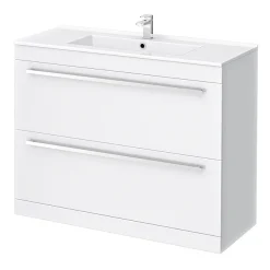 Nova Bathroom Nova High Gloss White Vanity Bathroom Suite - W1500 X D400/200mm -Croydex shop novahighglosswhitevanitybathroomsuitew1500d1