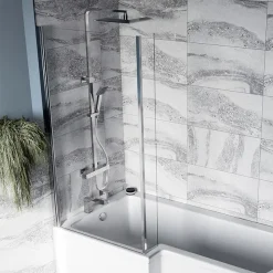 Milan Bathroom Milan Shower Bath - 1700mm L Shaped With Screen + Panel -Croydex shop nsbs5 nl2