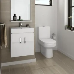 Nova Bathroom Nova Cloakroom Suite (Wall Hung Basin Unit + Close Coupled Toilet) -Croydex shop nvclkwh n d4