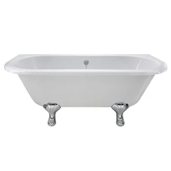 Old London Kenton 1690 X 745 'D' Shaped Back To Wall Bath + Chrome Leg Set -Croydex shop oldlondonkentonbathd6