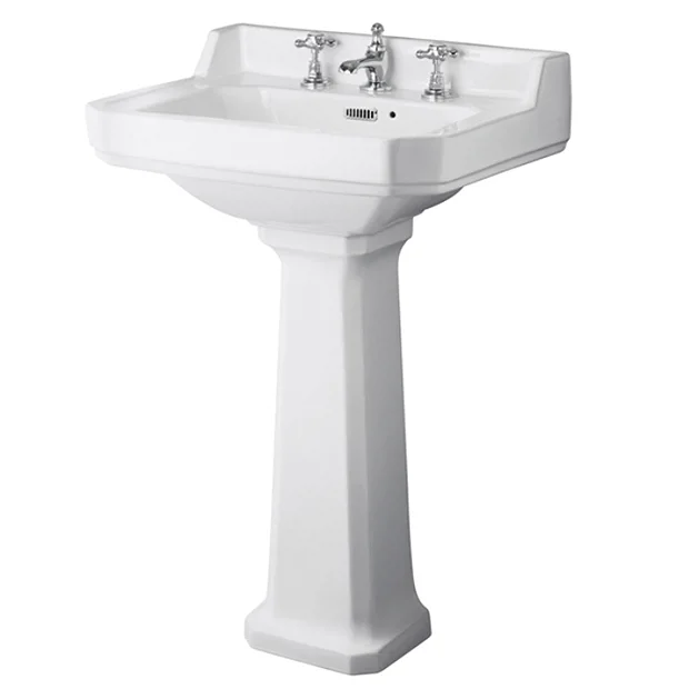 Old London Richmond 560mm Traditional 3TH Basin & Full Pedestal 2 Old London Richmond 560mm Traditional 3TH Basin & Full Pedestal