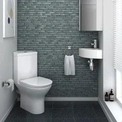 Victorian Plumbing Orion Modern Corner Toilet + Soft Close Seat -Croydex shop orcrnwcd1