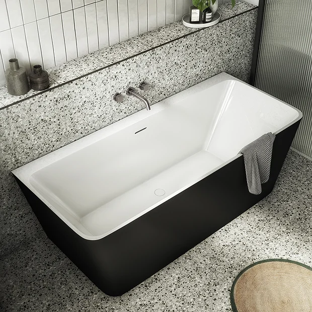 Victorian Plumbing Orion Matt Black Back To Wall Modern Square Bath (1700 X 740mm) 5 Victorian Plumbing Orion Matt Black Back To Wall Modern Square Bath (1700 X 740mm) - Image 3