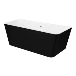 Victorian Plumbing Orion Matt Black Back To Wall Modern Square Bath (1700 X 740mm)