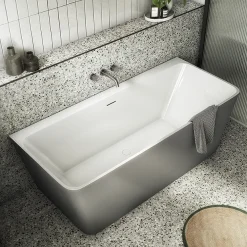 Victorian Plumbing Orion Matt Grey Back To Wall Modern Square Bath (1700 X 740mm) -Croydex shop ori17gry nw d1