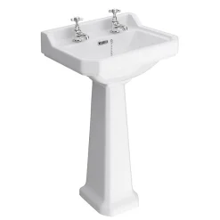 Nuie Carlton Traditional Basin + Pedestal (2 Tap Hole) -Croydex shop premiercarltontraditionalbasinpedestal l