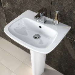 Nuie Renoir Compact Basin & Full Pedestal - 1 Tap Hole -Croydex shop premierrenoircompactbasinfullpedestaldetail1