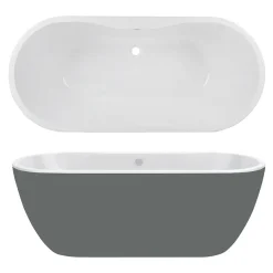 Victorian Plumbing Pro 600 Grey Modern Free Standing Bath Suite -Croydex shop pro600greymodernfreestandingbathsuite d1