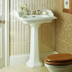 Heritage Bathroom Heritage - Dorchester Square Basin & Pedestal - 2 Or 3 Tap Hole Options