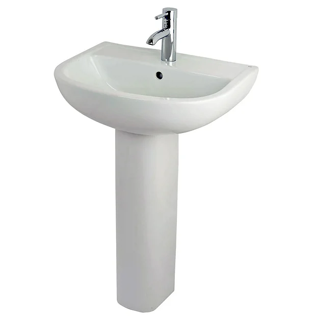 RAK Ceramic RAK Compact 55cm Basin & Pedestal 4 RAK Ceramic RAK Compact 55cm Basin & Pedestal - Image 2