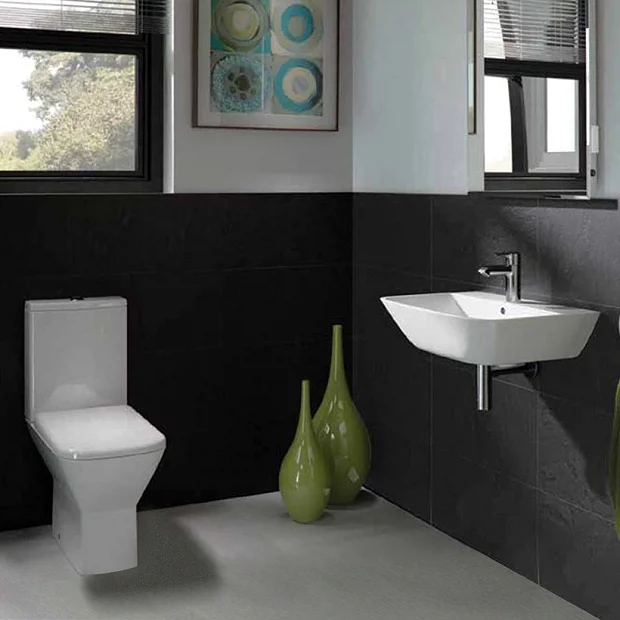 RAK Ceramic RAK Summit Cloakroom Suite - Close Coupled WC + 40cm Hand Basin 4 RAK Ceramic RAK Summit Cloakroom Suite - Close Coupled WC + 40cm Hand Basin - Image 2