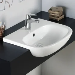 RAK Ceramic RAK Tonique 52cm Semi-Recessed Basin - 1 Tap Hole 5 RAK Ceramic RAK Tonique 52cm Semi-Recessed Basin - 1 Tap Hole -Croydex shop raktonique52cmsemirecessedbasinl
