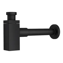 Victorian Plumbing Rondo Double Wall Hung Basin Package With Matt Black Square Taps + Bottle Traps