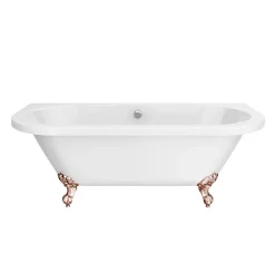 Victorian Plumbing Admiral 1685 Back To Wall Roll Top Bath + Rose Gold Leg Set -Croydex shop rgadmiral1685b d3