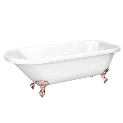 Victorian Plumbing Bromley 1780 Single Ended Roll Top Bath + Rose Gold Leg Set -Croydex shop rgbrom1780b lrg