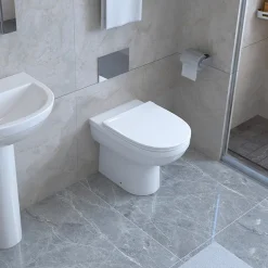 Victorian Plumbing Ringo Rimless Round Back To Wall Pan With Slim Soft-Close Seat