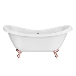 Victorian Plumbing Earl 1750 Double Ended Roll Top Slipper Bath + Rose Gold Leg Set
