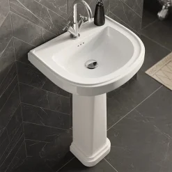 Urlington Bathroom Burlington Riviera 580mm D-Shape Basin + Full Pedestal