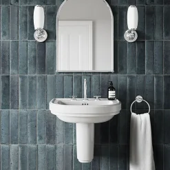 Urlington Bathroom Burlington Riviera 650mm D-Shape Basin + Semi Pedestal -Croydex shop riv4nthriv7 d2 1