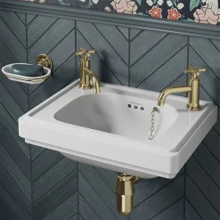 Urlington Bathroom Burlington Riviera 450mm 2TH Wall Hung Cloakroom Basin -Croydex shop riv82th d2