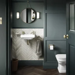 Urlington Bathroom Burlington Riviera 450mm 2TH Wall Hung Cloakroom Basin -Croydex shop riv82th d3