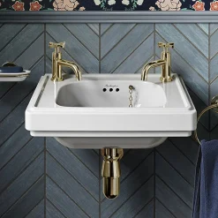 Urlington Bathroom Burlington Riviera 450mm 2TH Wall Hung Cloakroom Basin -Croydex shop riv82th l