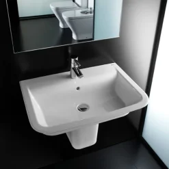 Roca - The Gap 550mm 1 Tap Hole Basin With Semi Pedestal -Croydex shop rocathegap550mm1tapholebasinwithsemipedestald1