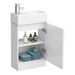Victorian Plumbing RAK Series 600 Toilet Inc. Soft Close Seat + White Compact Vanity Unit -Croydex shop s600scvty058 d3