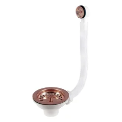 Victorian Plumbing Copper Basket Strainer Waste With Round Overflow