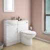 Nui Sienna W920 X D200mm High Gloss White Vanity Unit Cloakroom Suite + D-shaped Pan -Croydex shop sie001vty d7