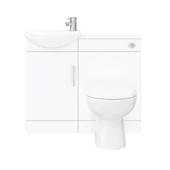 Nui Sienna W920 X D200mm High Gloss White Vanity Unit Cloakroom Suite + D-shaped Pan -Croydex shop sie001vtyd1