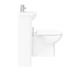 Nui Sienna W920 X D200mm High Gloss White Vanity Unit Cloakroom Suite + D-shaped Pan -Croydex shop sie001vtyd2