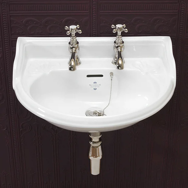 Silverdale Bathroom Silverdale Victorian Wall Mounted Cloakroom Basin (530mm Wide - 2 Tap Hole) 3 Silverdale Bathroom Silverdale Victorian Wall Mounted Cloakroom Basin (530mm Wide - 2 Tap Hole)