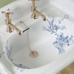 Silverdale Bathroom Silverdale Victorian Blue Garden Pattern 635mm Wide Basin With Full Pedestal -Croydex shop silverdalevictorianbluegardenpattern635mmwidebasinwithfullpedestald1