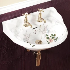 Silverdale Bathroom Silverdale Victorian Garden Wall Hung Cloakroom Basin (530mm Wide - 2 Tap Hole) -Croydex shop silverdalevictoriangardenwallhungcloakroombasinl