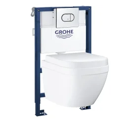 Grohe Solido 0.82m Frame / Euro Compact Rimless Complete WC 5 In 1 Pack + FREE TOILET ROLL HOLDER -Croydex shop soli5in1 l