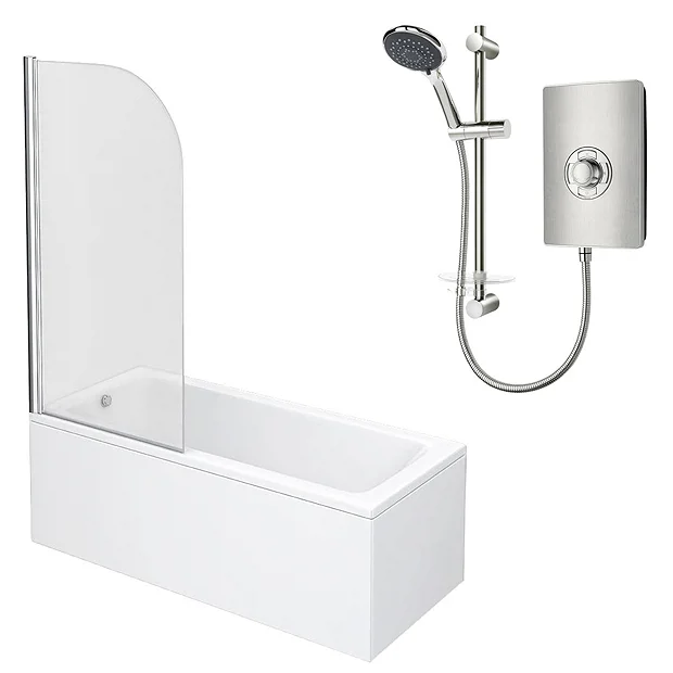 Victorian Plumbing Square Single Ended Shower Bath Pack (inc. Triton Aspirante 9.5kw Electric Shower) 4 Victorian Plumbing Square Single Ended Shower Bath Pack (inc. Triton Aspirante 9.5kw Electric Shower) - Image 2