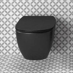 Ideal Standard Tesi Silk Black AquaBlade Wall Hung WC + Soft Close Seat -Croydex shop tessbwhsc d2