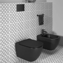 Ideal Standard Tesi Silk Black AquaBlade Wall Hung WC + Soft Close Seat -Croydex shop tessbwhsc d3