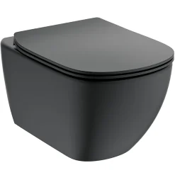 Ideal Standard Tesi Silk Black AquaBlade Wall Hung WC + Soft Close Seat -Croydex shop tessbwhsc l