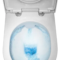 Toreno Round Rimless Close Coupled Toilet + Soft Close Seat -Croydex shop trrwc d2 1