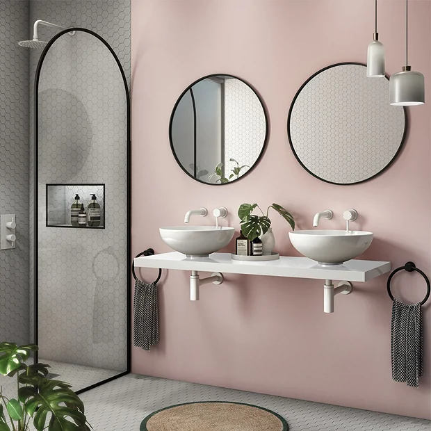 Venice Floating Basin Shelf (Gloss White - 1200mm Wide) Incl. 2 Round Basins 4 Venice Floating Basin Shelf (Gloss White - 1200mm Wide) Incl. 2 Round Basins - Image 2