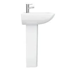 Venice Modern Short Projection Basin & Pedestal (550mm Wide - 1 Tap Hole) -Croydex shop v550bp d3