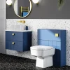 Venice Abstract Blue Complete Toilet Unit W. Pan, Cistern + Brushed Brass Flush -Croydex shop va6wcblubbd6
