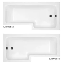 Venice Shower Bath - 1700 L Shaped W. Matt Black Abstract Grid Screen + Satin White Panel -Croydex shop vagl17w d1