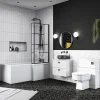 Venice Shower Bath - 1700 L Shaped W. Matt Black Abstract Grid Screen + Satin White Panel -Croydex shop vagl17w d4