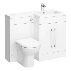 Valencia 1100mm Combination Bathroom Suite Unit With Basin + Round Toilet -Croydex shop val1100r d2